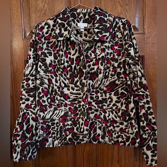 Charter Club Petite Medium Corduroy Leopard Print Jacket - Picture 1 of 5